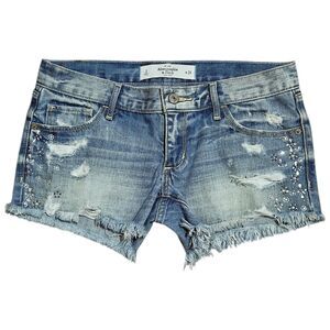 Abercrombie & Fitch Micro Shorts Womens 2 / 28 Blue Jean Denim Mini Shortie Rip